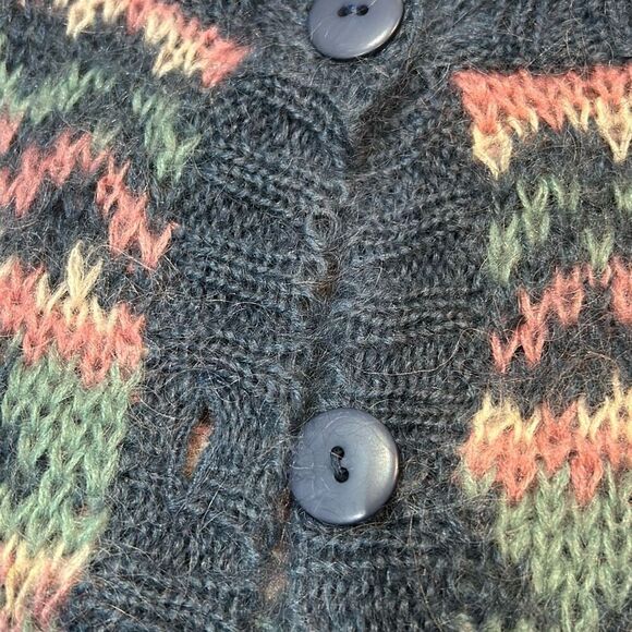 Accordeon Vintage Country Sampler Mohair blend Cardigan Sweater Lg Pastel - Picture 3 of 8